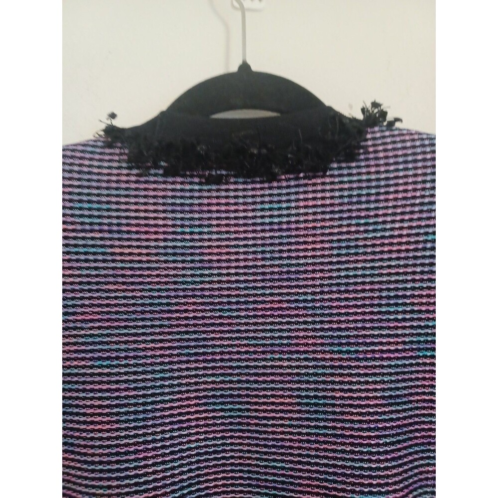 Exclusively Misook Knit Tweed Blazer Jacket M Black Pink Purple Open Front - Picture 8 of 8
